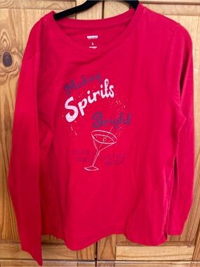 Sonoma Long-Sleeve Red 'Making Spirits Bright' Graphic Top